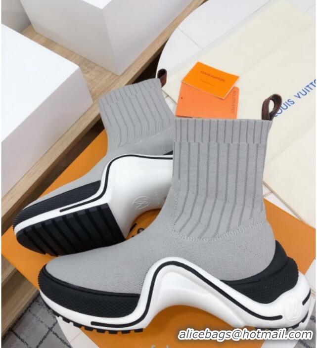 Top Design Louis Vuitton LV Archlight Knit Stretch Sock Sneaker Boots 102038 Grey/Black