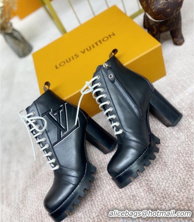 Sumptuous Louis Vuitton Calfskin Star Trail Lace-up Ankle Short Boot Black 1A4WLI 2020