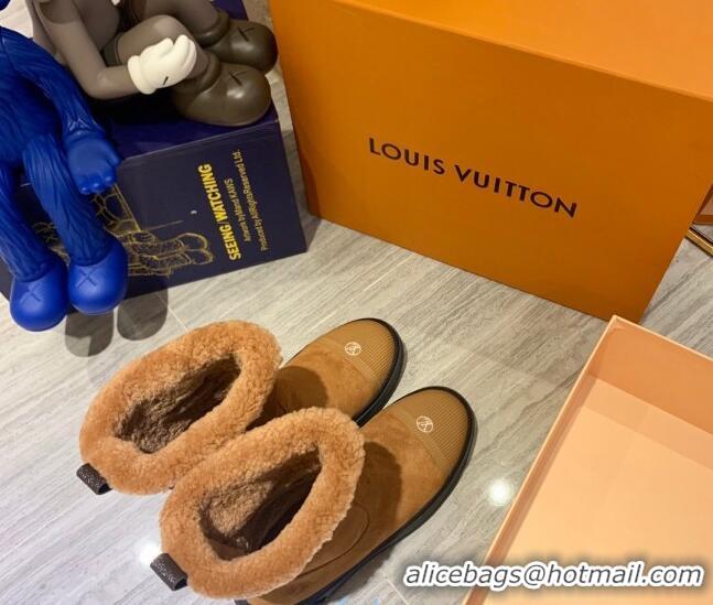 Most Popular Louis Vuitton Breezy Suede Wool Short Boots 102044 Camel