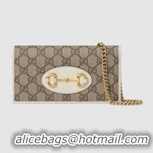 Low Price Gucci Horsebit 1955 wallet with chain 621892 white