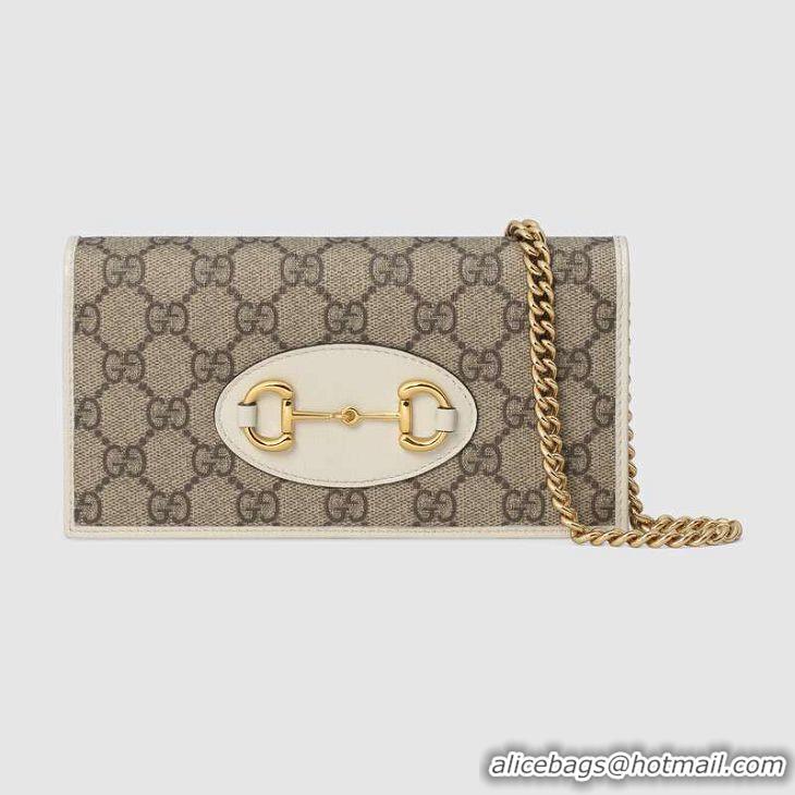 Low Price Gucci Horsebit 1955 wallet with chain 621892 white