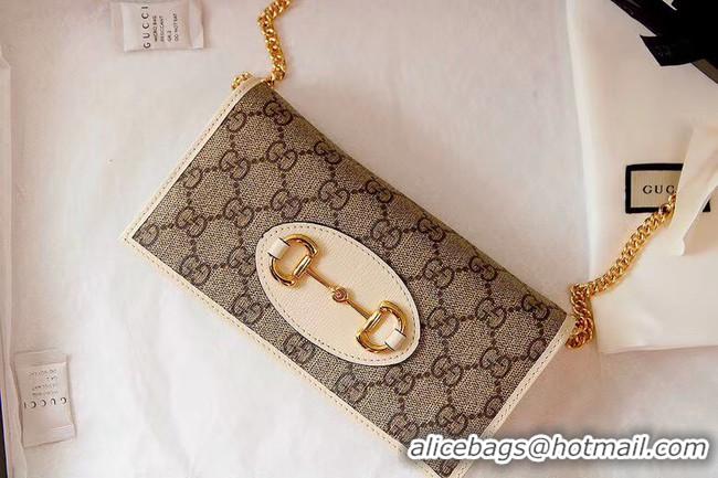 Low Price Gucci Horsebit 1955 wallet with chain 621892 white