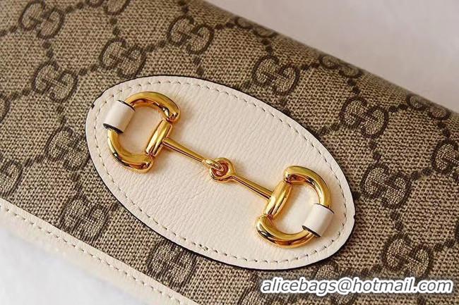 Low Price Gucci Horsebit 1955 wallet with chain 621892 white