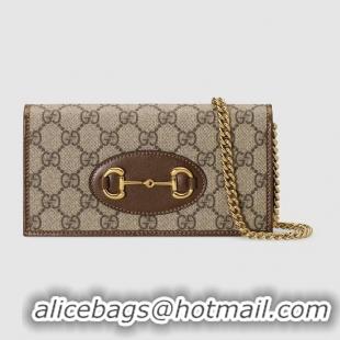 Famous Brand Gucci Horsebit 1955 wallet with chain 621892 brown