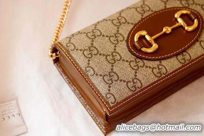 Famous Brand Gucci Horsebit 1955 wallet with chain 621892 brown