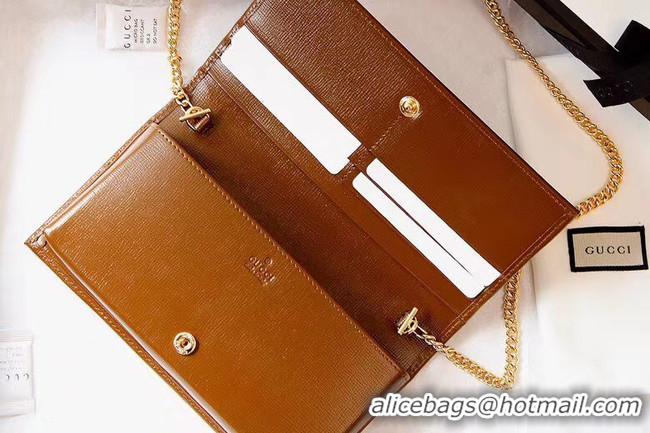 Famous Brand Gucci Horsebit 1955 wallet with chain 621892 brown