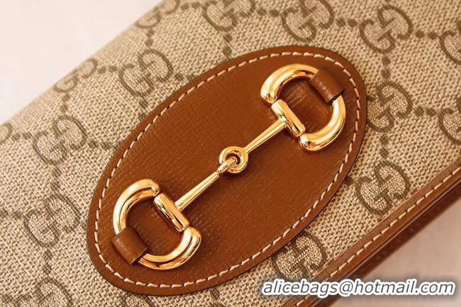 Famous Brand Gucci Horsebit 1955 wallet with chain 621892 brown