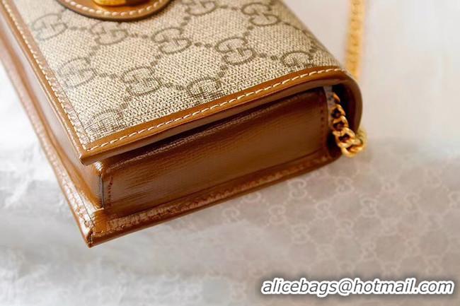 Famous Brand Gucci Horsebit 1955 wallet with chain 621892 brown