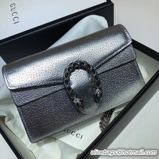 Traditional Discount Gucci Dionysus Leather Super mini Bag 476432 silver