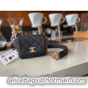 Pretty Style Chanel small flap bag Lambskin & Gold-Tone Metal AS2051 black