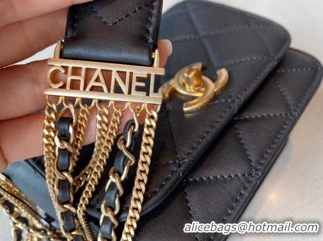 Pretty Style Chanel small flap bag Lambskin & Gold-Tone Metal AS2051 black