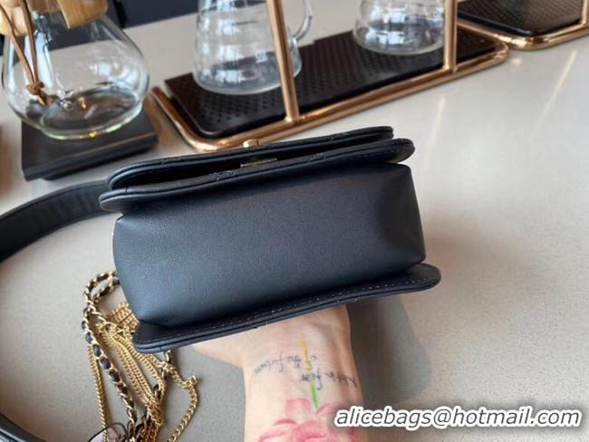 Pretty Style Chanel small flap bag Lambskin & Gold-Tone Metal AS2051 black