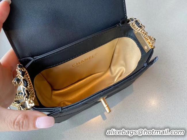 Pretty Style Chanel small flap bag Lambskin & Gold-Tone Metal AS2051 black