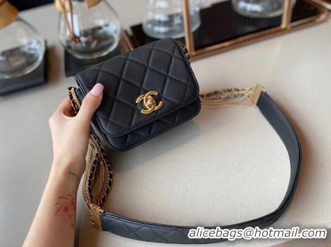 Pretty Style Chanel small flap bag Lambskin & Gold-Tone Metal AS2051 black