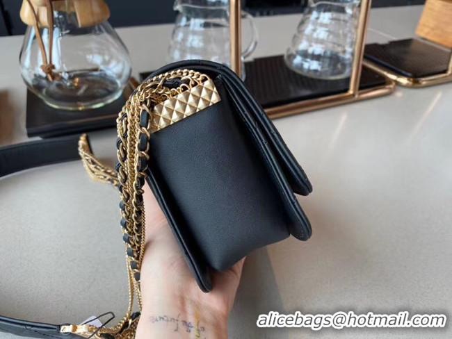 Pretty Style Chanel small flap bag Lambskin & Gold-Tone Metal AS2051 black