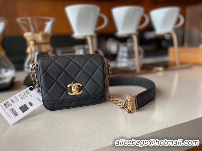 Pretty Style Chanel small flap bag Lambskin & Gold-Tone Metal AS2051 black