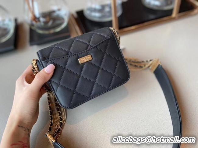 Pretty Style Chanel small flap bag Lambskin & Gold-Tone Metal AS2051 black