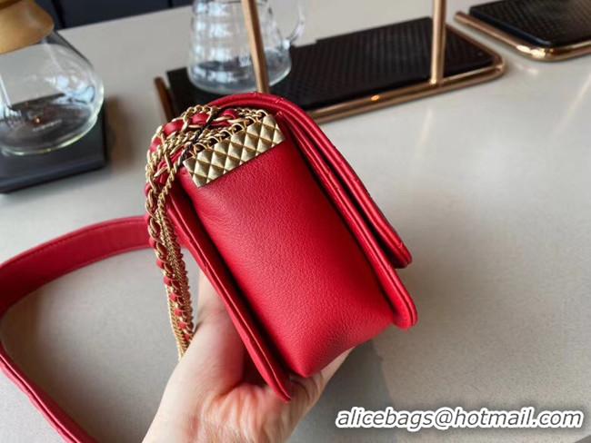 Buy Discount Chanel small flap bag Lambskin & Gold-Tone Metal AS2051 red