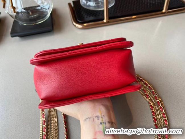 Buy Discount Chanel small flap bag Lambskin & Gold-Tone Metal AS2051 red