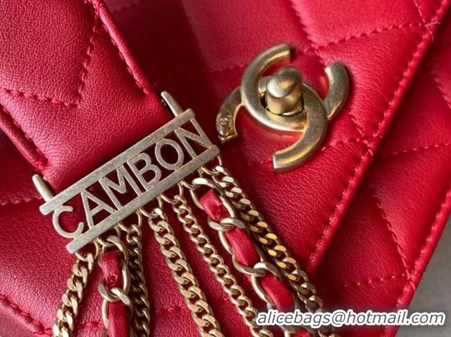 Buy Discount Chanel small flap bag Lambskin & Gold-Tone Metal AS2051 red