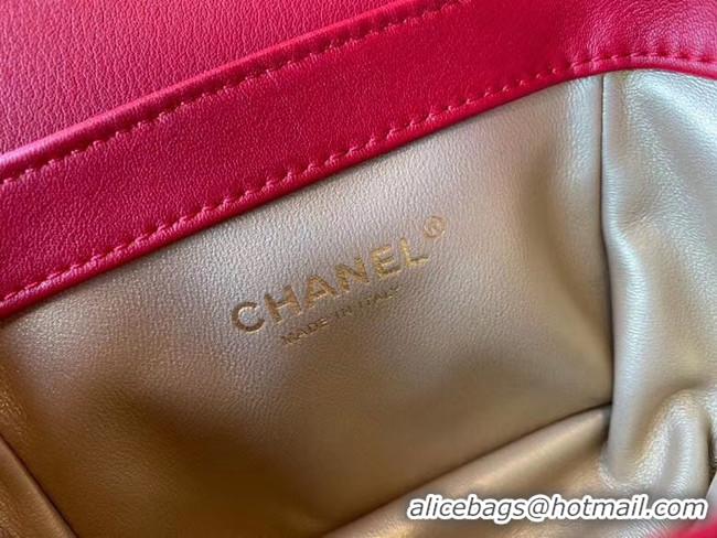 Buy Discount Chanel small flap bag Lambskin & Gold-Tone Metal AS2051 red