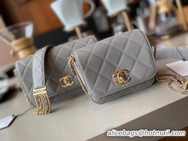 Traditional Specials Chanel small flap bag Lambskin & Gold-Tone Metal AS2051 grey