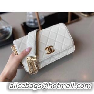 Trendy Design Chanel small flap bag Lambskin & Gold-Tone Metal AS2052 white