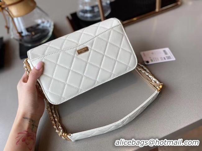 Trendy Design Chanel small flap bag Lambskin & Gold-Tone Metal AS2052 white