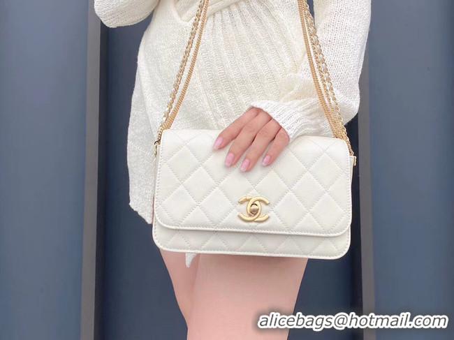 Trendy Design Chanel small flap bag Lambskin & Gold-Tone Metal AS2052 white