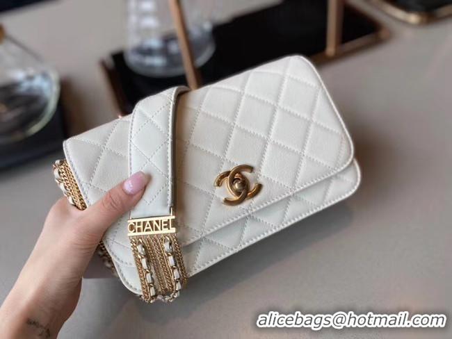 Trendy Design Chanel small flap bag Lambskin & Gold-Tone Metal AS2052 white