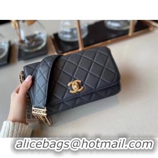 Promotional Chanel small flap bag Lambskin & Gold-Tone Metal AS2052 black