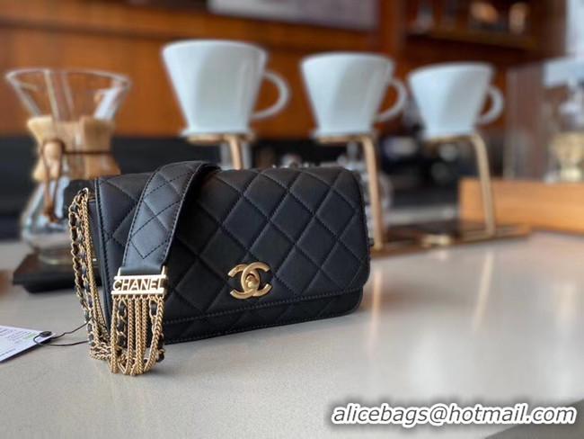 Promotional Chanel small flap bag Lambskin & Gold-Tone Metal AS2052 black