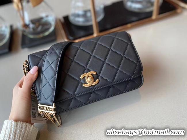 Promotional Chanel small flap bag Lambskin & Gold-Tone Metal AS2052 black