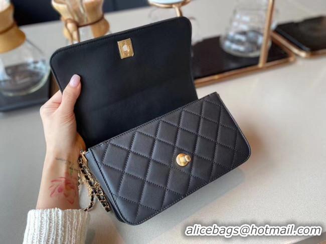 Promotional Chanel small flap bag Lambskin & Gold-Tone Metal AS2052 black