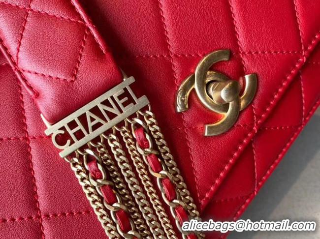 Modern Classic Chanel small flap bag Lambskin & Gold-Tone Metal AS2052 red