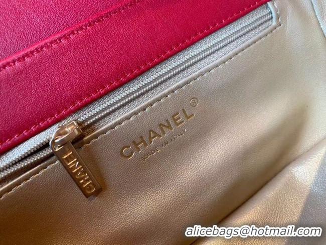 Modern Classic Chanel small flap bag Lambskin & Gold-Tone Metal AS2052 red