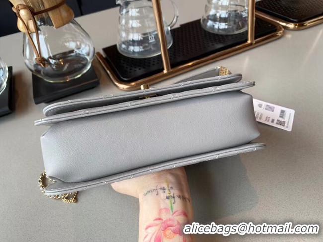 Unique Grade Chanel small flap bag Lambskin & Gold-Tone Metal AS2052 grey