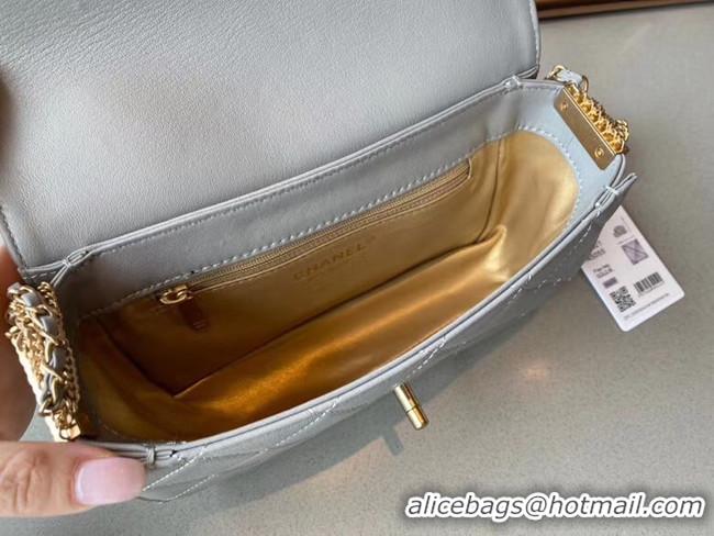 Unique Grade Chanel small flap bag Lambskin & Gold-Tone Metal AS2052 grey