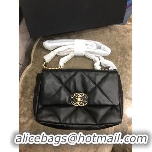 Grade Inexpensive Chanel Origianl Leather 19 Flap Bag AS1160 Black