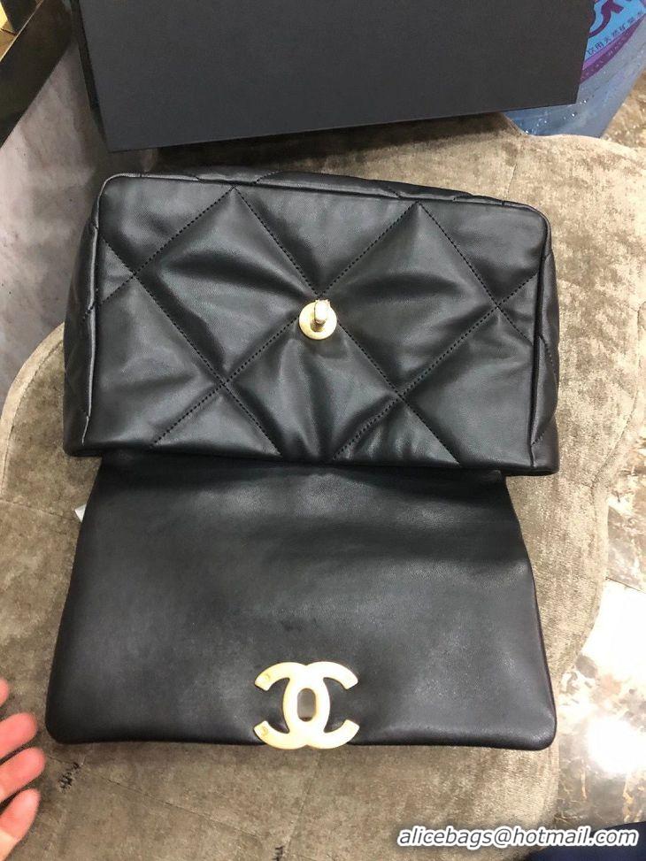 Grade Inexpensive Chanel Origianl Leather 19 Flap Bag AS1160 Black