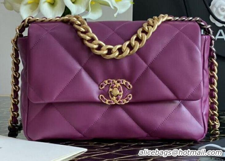 Luxury Cheap Chanel 19 flap bag AS1160 purple