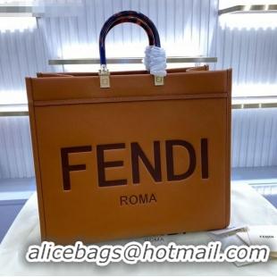 New Fashion Fendi Sunshine Shopper Leather Tote Bag F70211 Brown 2020