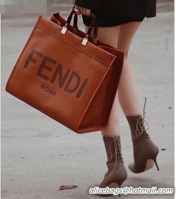 New Fashion Fendi Sunshine Shopper Leather Tote Bag F70211 Brown 2020