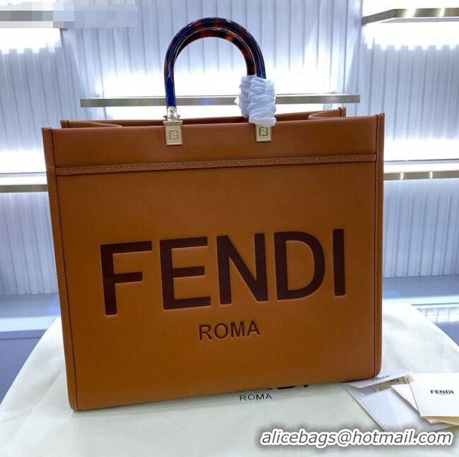 New Fashion Fendi Sunshine Shopper Leather Tote Bag F70211 Brown 2020