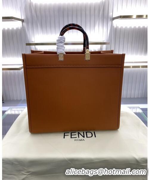 New Fashion Fendi Sunshine Shopper Leather Tote Bag F70211 Brown 2020