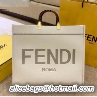 Good Looking Fendi Sunshine Shopper Leather Tote Bag F70211 White 2020