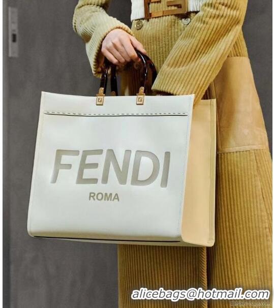 Good Looking Fendi Sunshine Shopper Leather Tote Bag F70211 White 2020