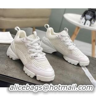 Low Cost Dior D-Connect Sneakers in All White Mesh 22025