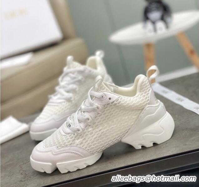 Low Cost Dior D-Connect Sneakers in All White Mesh 22025