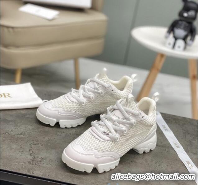 Low Cost Dior D-Connect Sneakers in All White Mesh 22025